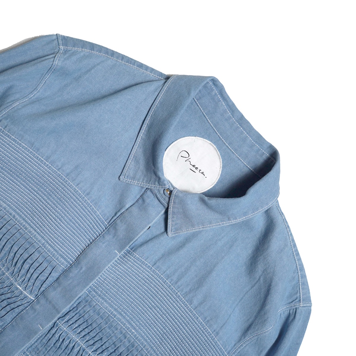 Pheeta / PH015C-61D Trinity Croped Shirt (Ligft Blue) 襟元