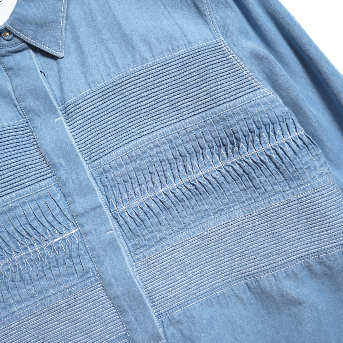 Pheeta / PH015C-61D Trinity Croped Shirt (Ligft Blue) ピンタック