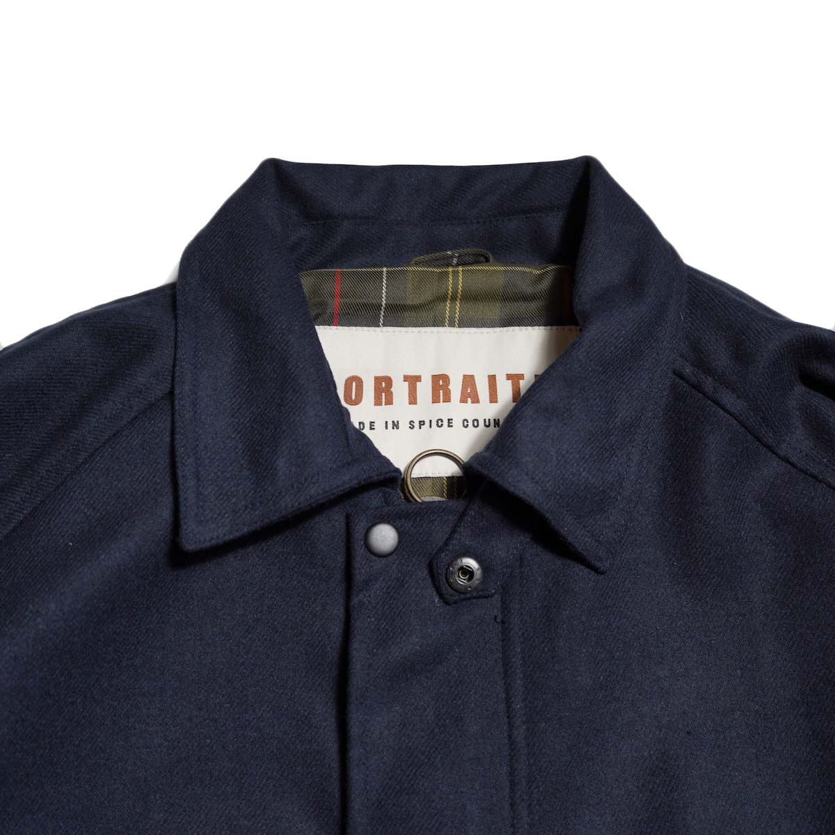 PORTRAITE / Classic Field Jacket-Short (Dark Navy Wool) 襟元