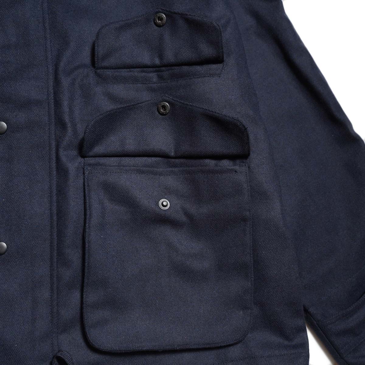 PORTRAITE / Classic Field Jacket-Short (Dark Navy Wool) フロントポケット