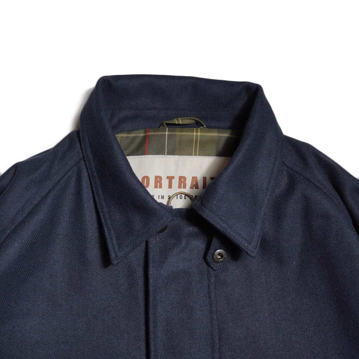 PORTRAITE / Classic Field Jacket-Long (Dark Navy Wool) 襟元
