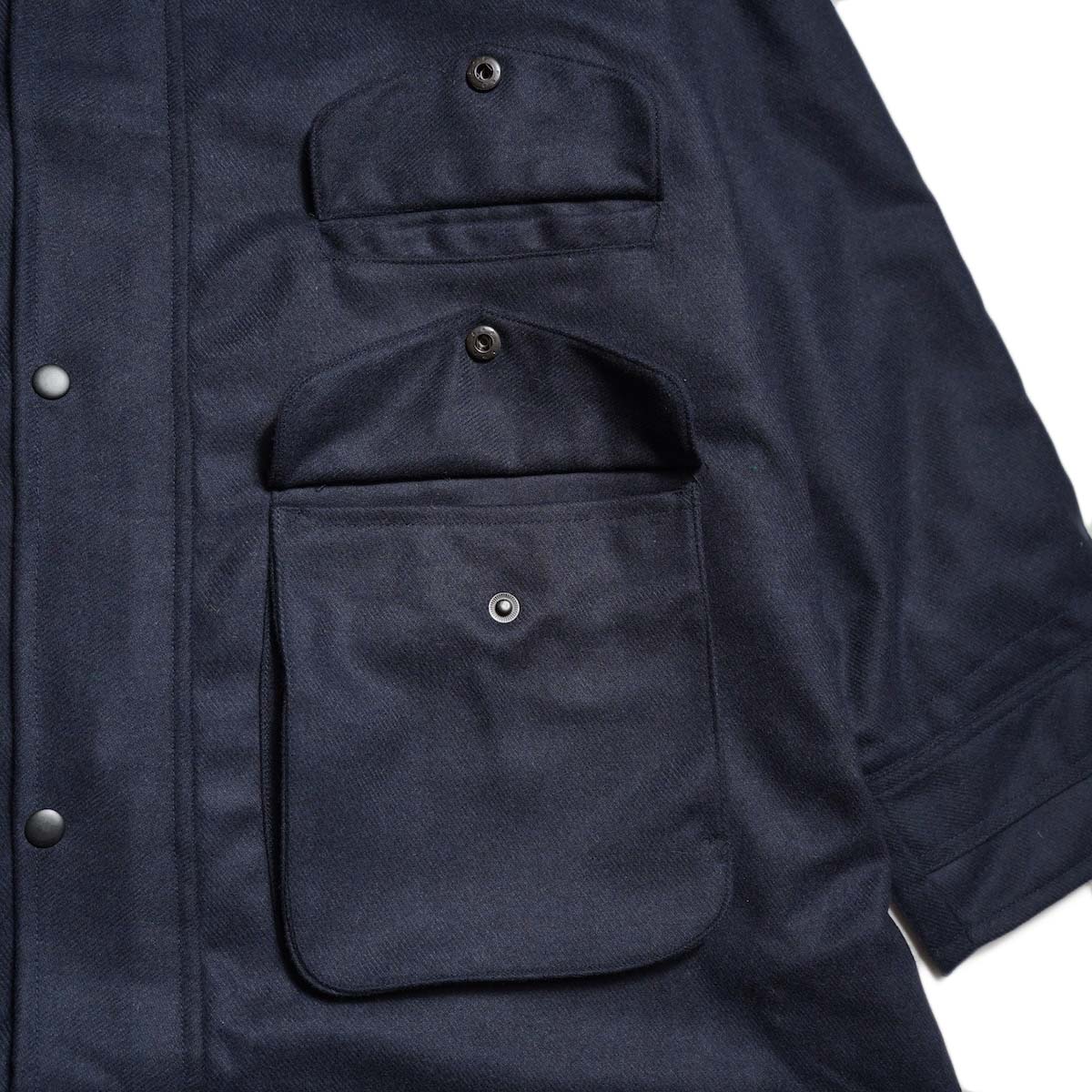 PORTRAITE / Classic Field Jacket-Long (Dark Navy Wool) フロントポケット