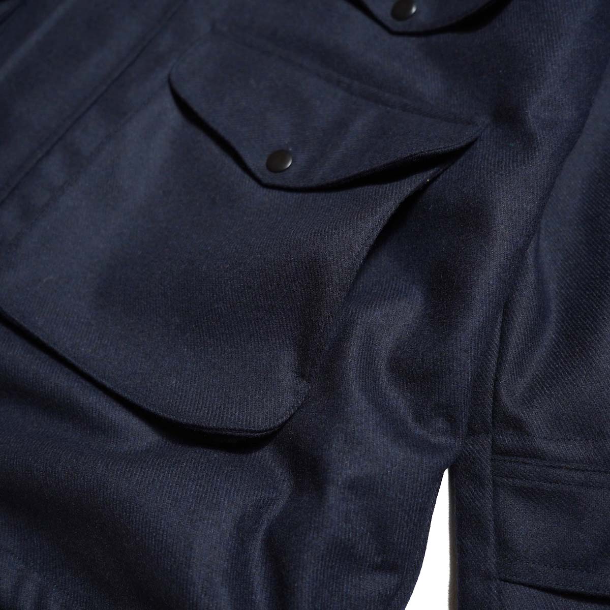 PORTRAITE / Classic Field Jacket-Long (Dark Navy Wool) サイドポケット