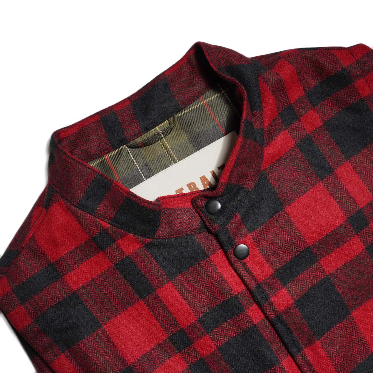 PORTRAITE / Over Vest (Red×Black Herringbone Check) 襟元