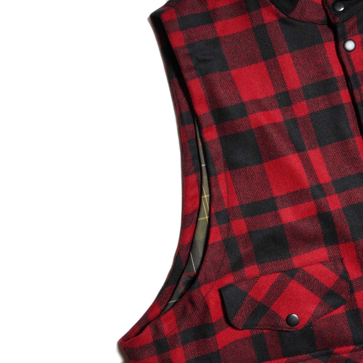 PORTRAITE / Over Vest (Red×Black Herringbone Check) 肩口