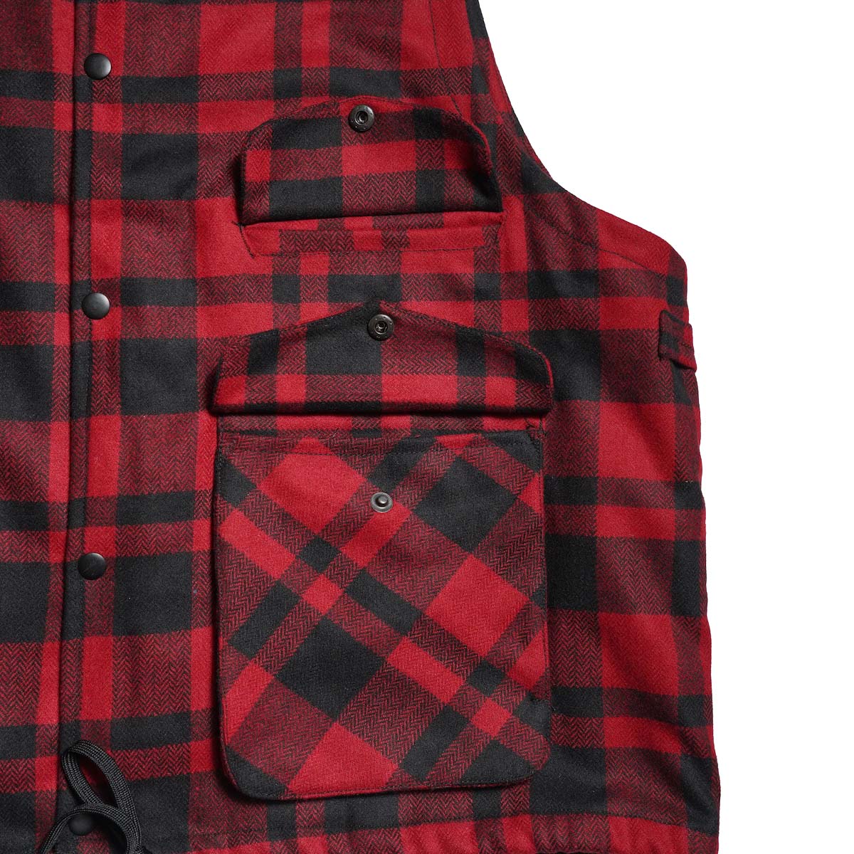 PORTRAITE / Over Vest (Red×Black Herringbone Check) フロントポケット