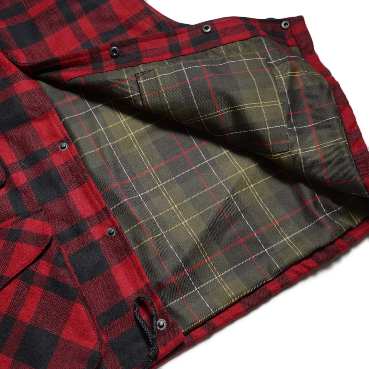 PORTRAITE / Over Vest (Red×Black Herringbone Check) 裏地