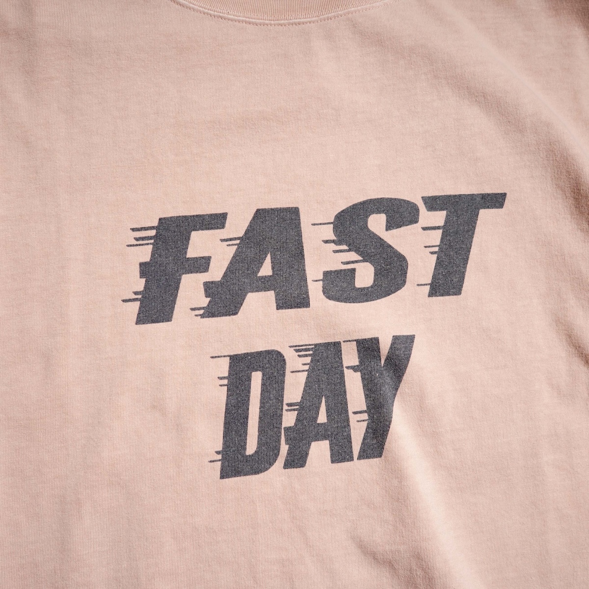 REMI RELIEF / HARD SP加工20/-天竺レギュラーT - FAST DAY (L.Pink) プリント