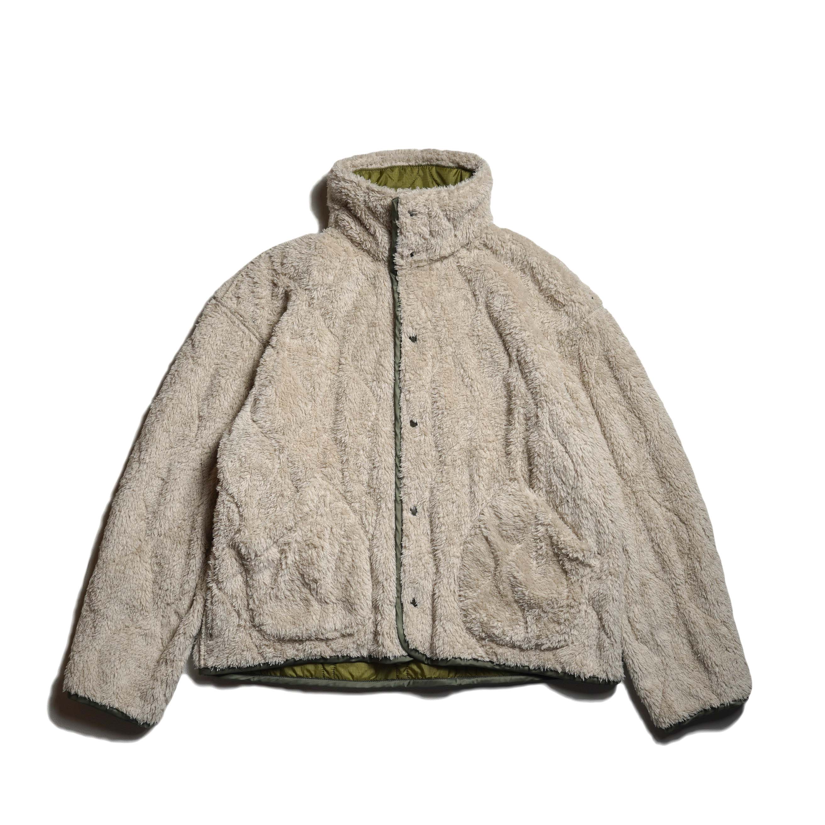 REMI RELIEF / ナイロンリップボアリバーシブルJKT (Khaki) B面-正面