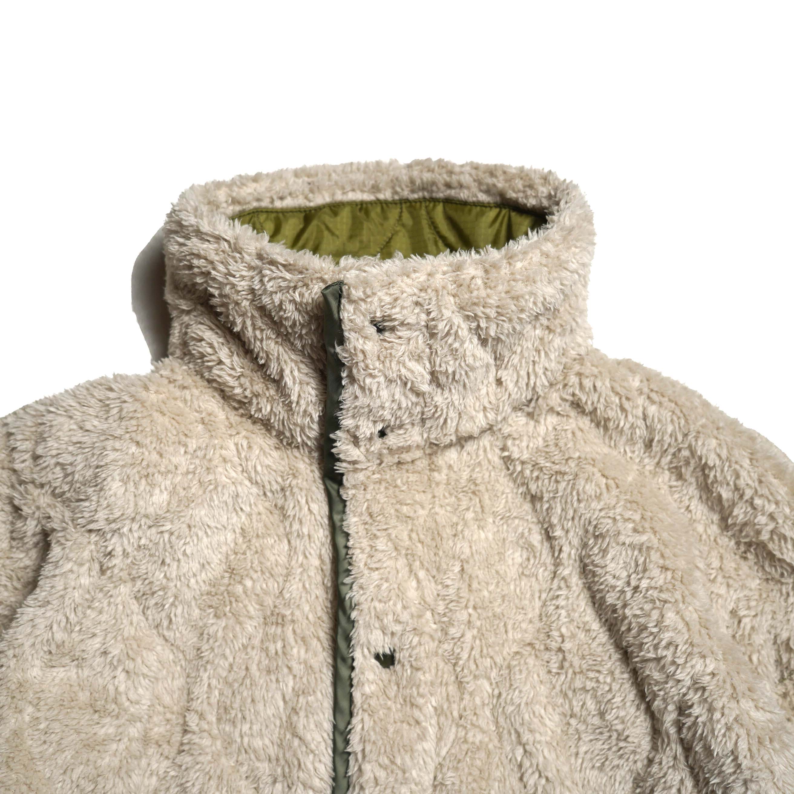REMI RELIEF / ナイロンリップボアリバーシブルJKT (Khaki) B面-ネック