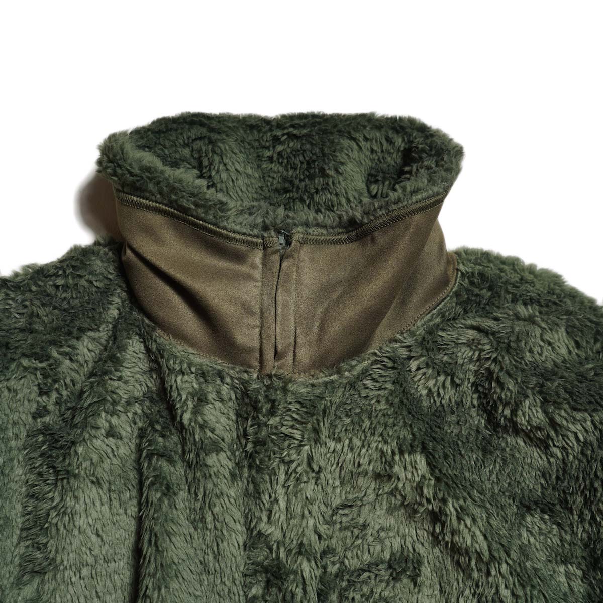 REMI RELIEF / シャギーフリースZIP JKT (Khaki) ネック