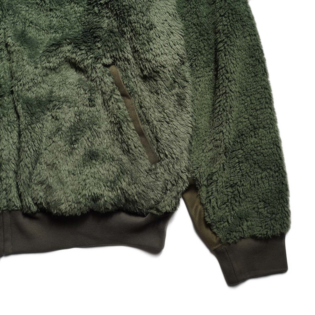REMI RELIEF / シャギーフリースZIP JKT (Khaki) リブ