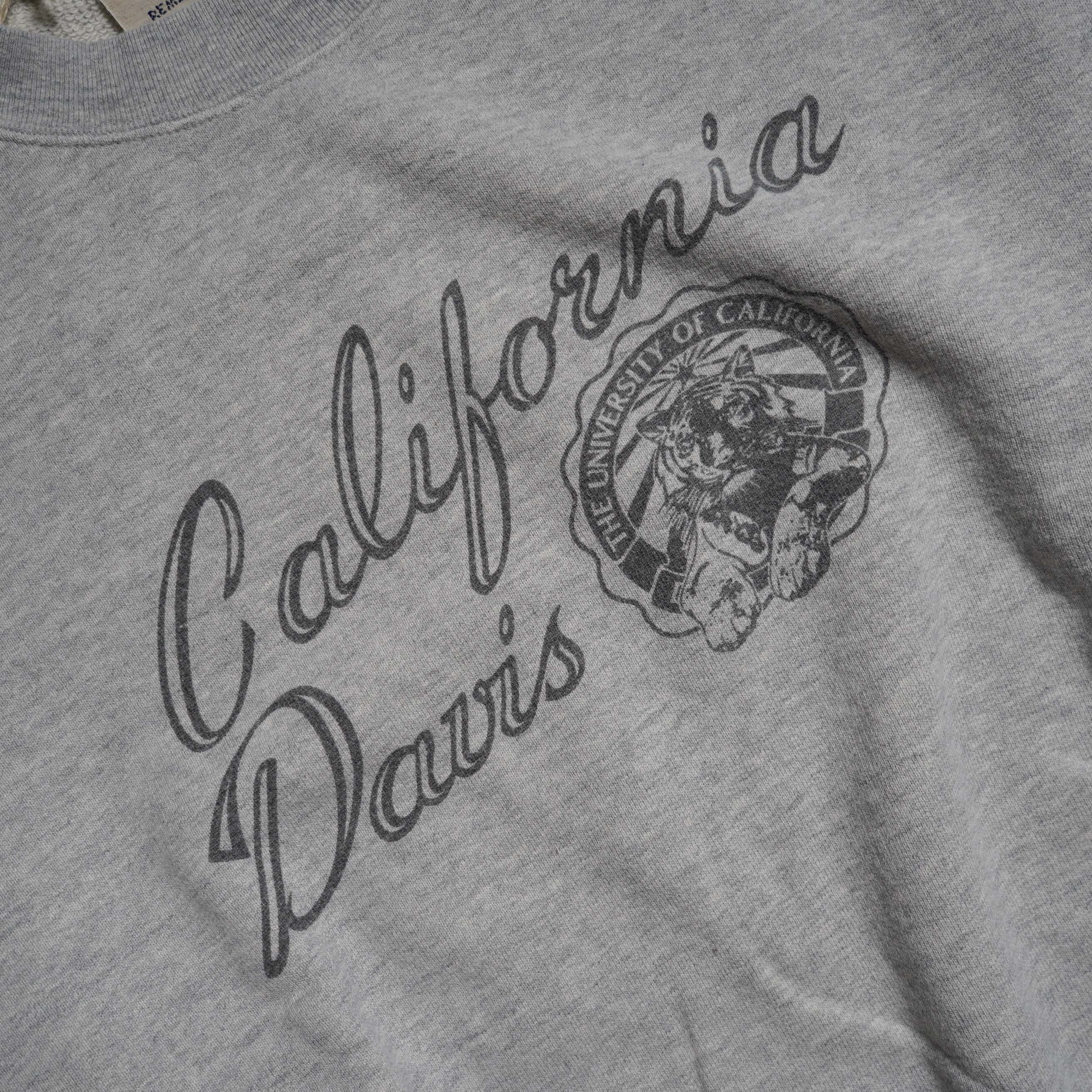 REMI RELIEF / SP加工３飛び裏毛クルー -California Davis- (Heather Gray) プリント