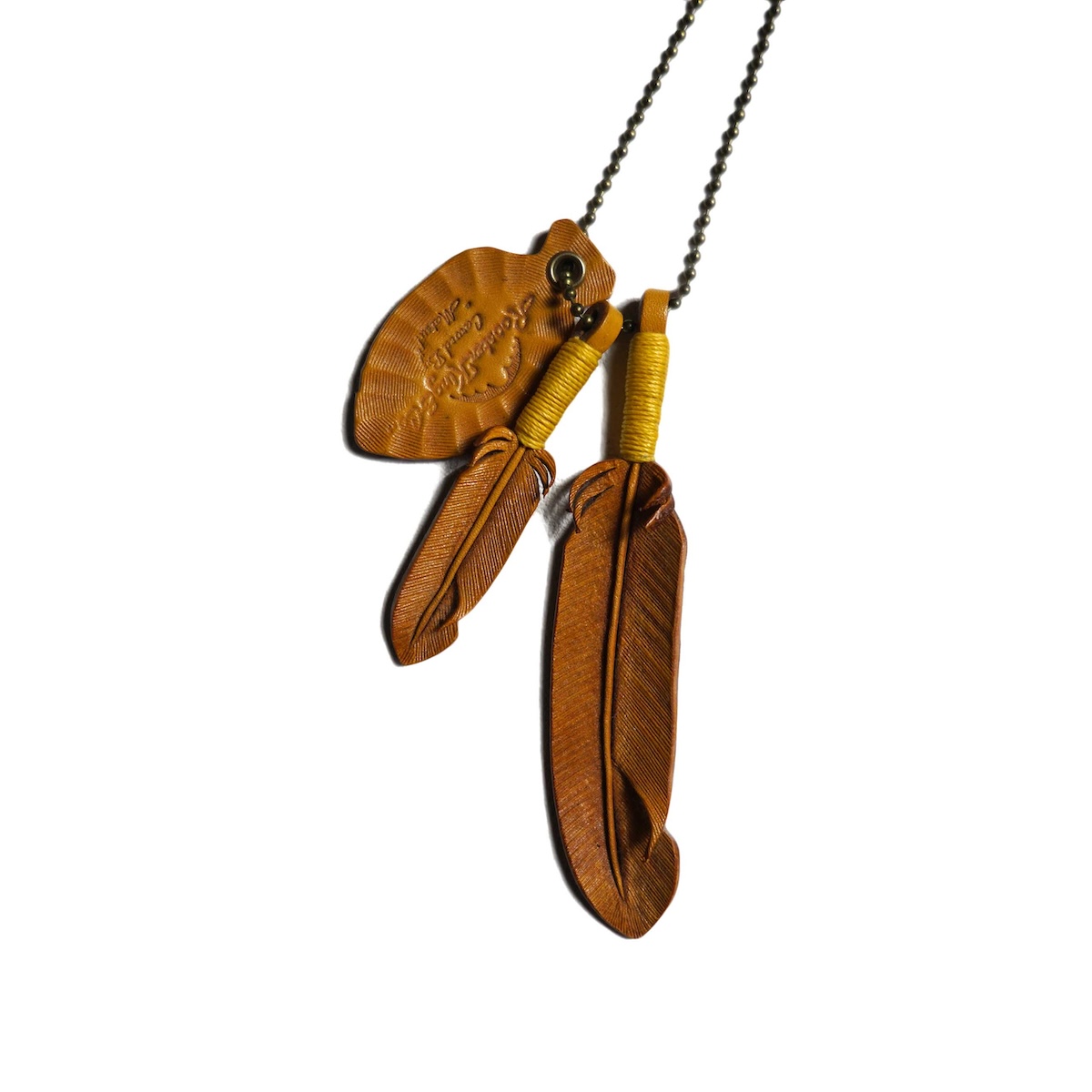 RoosterKing&Co. / Leather Feather necklace (Brown)