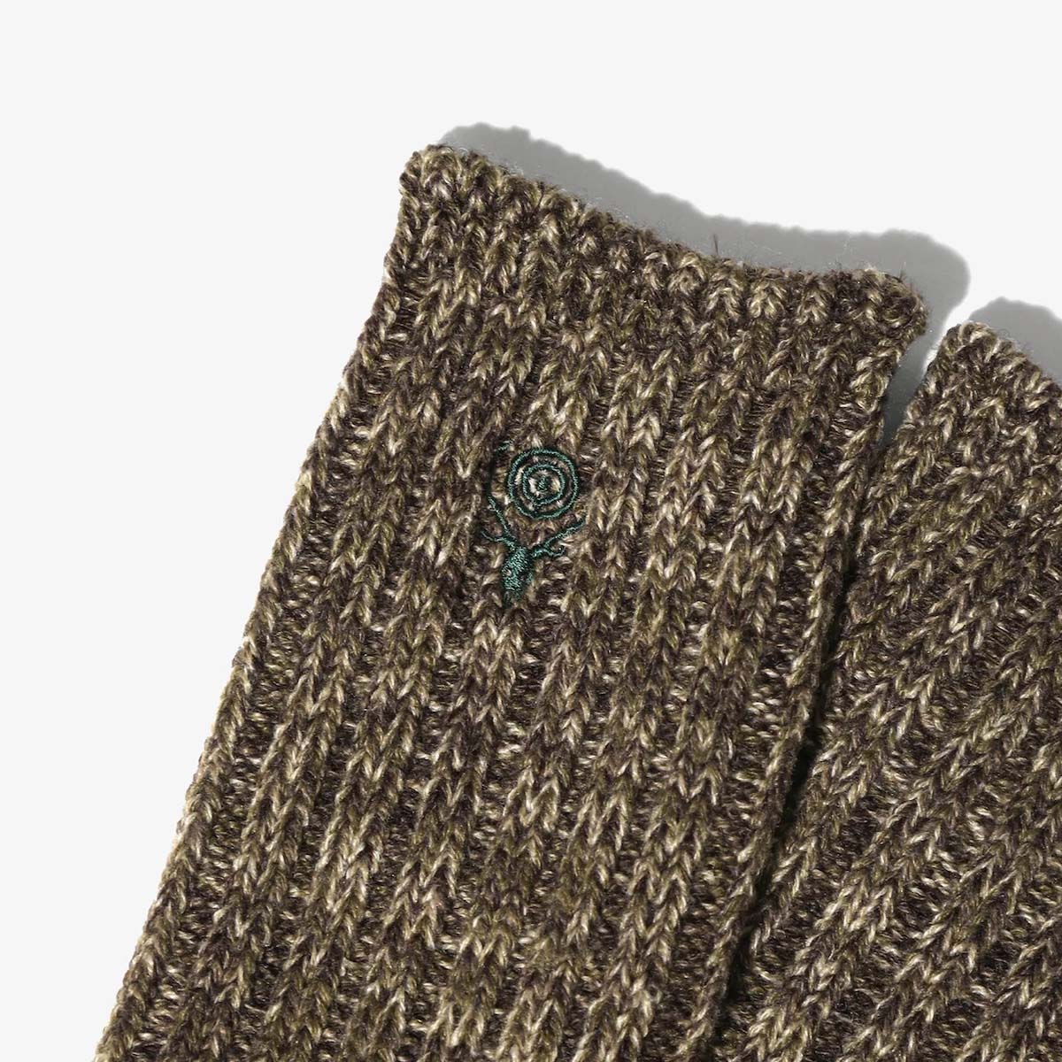 South2 West8 / Melange Socks (Khaki) 刺繍