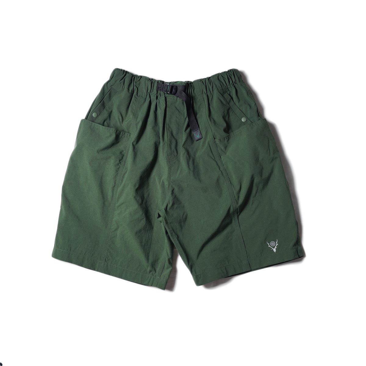 South2 West8 / BELTED C.S. SHORT - NYLON OXFORD (Green)