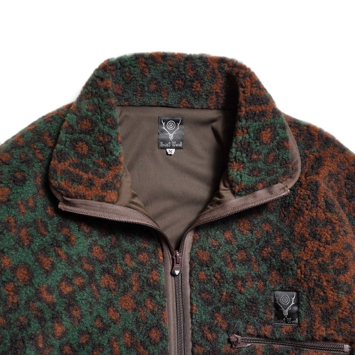 South2 West8 / Piping Jacket - Boa Jacquard (Green) 襟裏