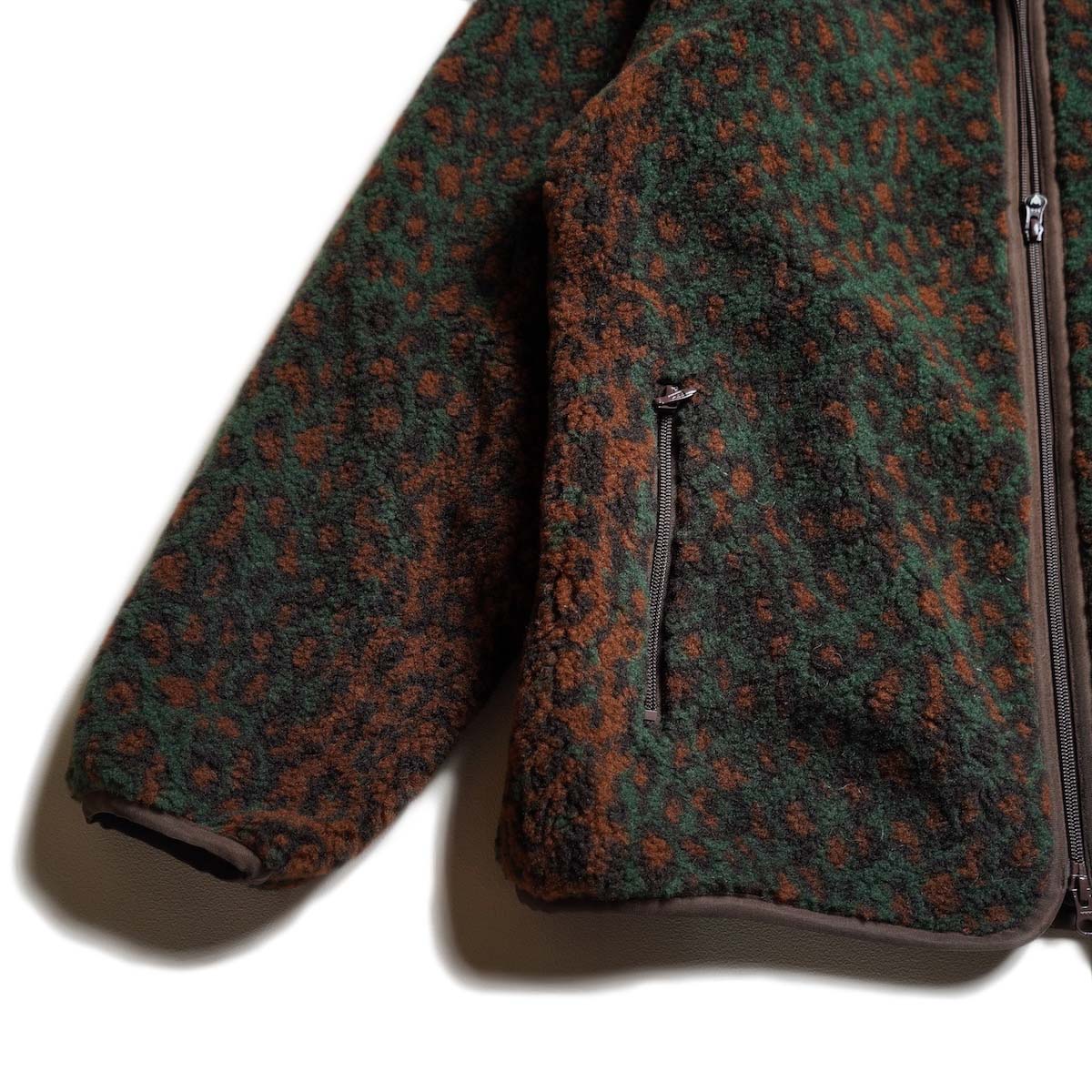 South2 West8 / Piping Jacket - Boa Jacquard (Green) 袖・裾パイピング