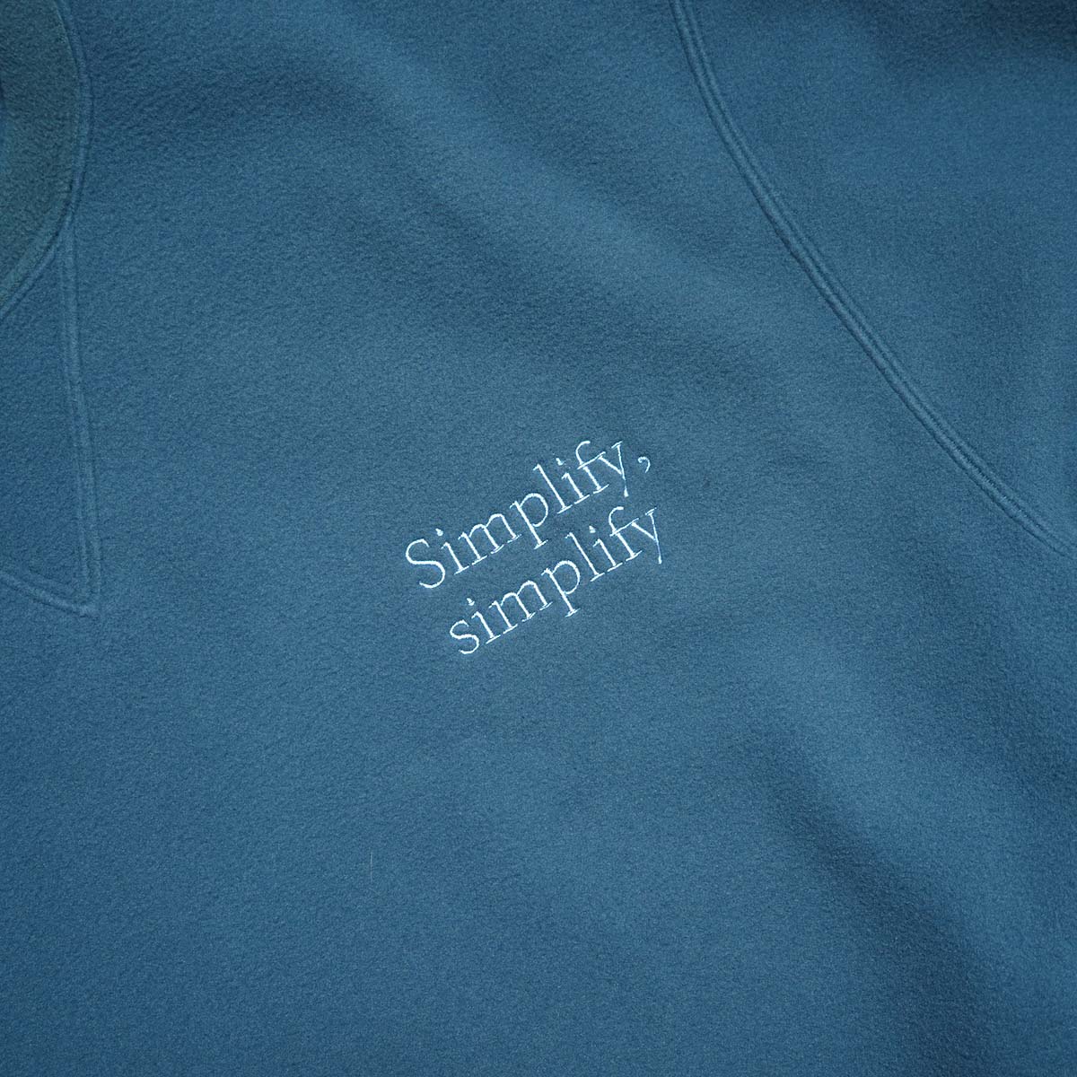 South2 West8 / Emb. Crew Neck Sweat Shirt - Poly Fleece (Blue) ロゴ刺繍