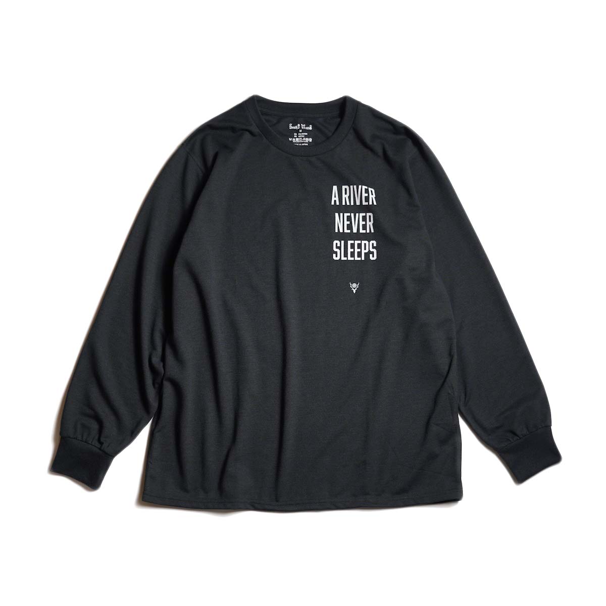 South2 West8 / L/S Tee - A RIVER NEVER SLEEP (Black)