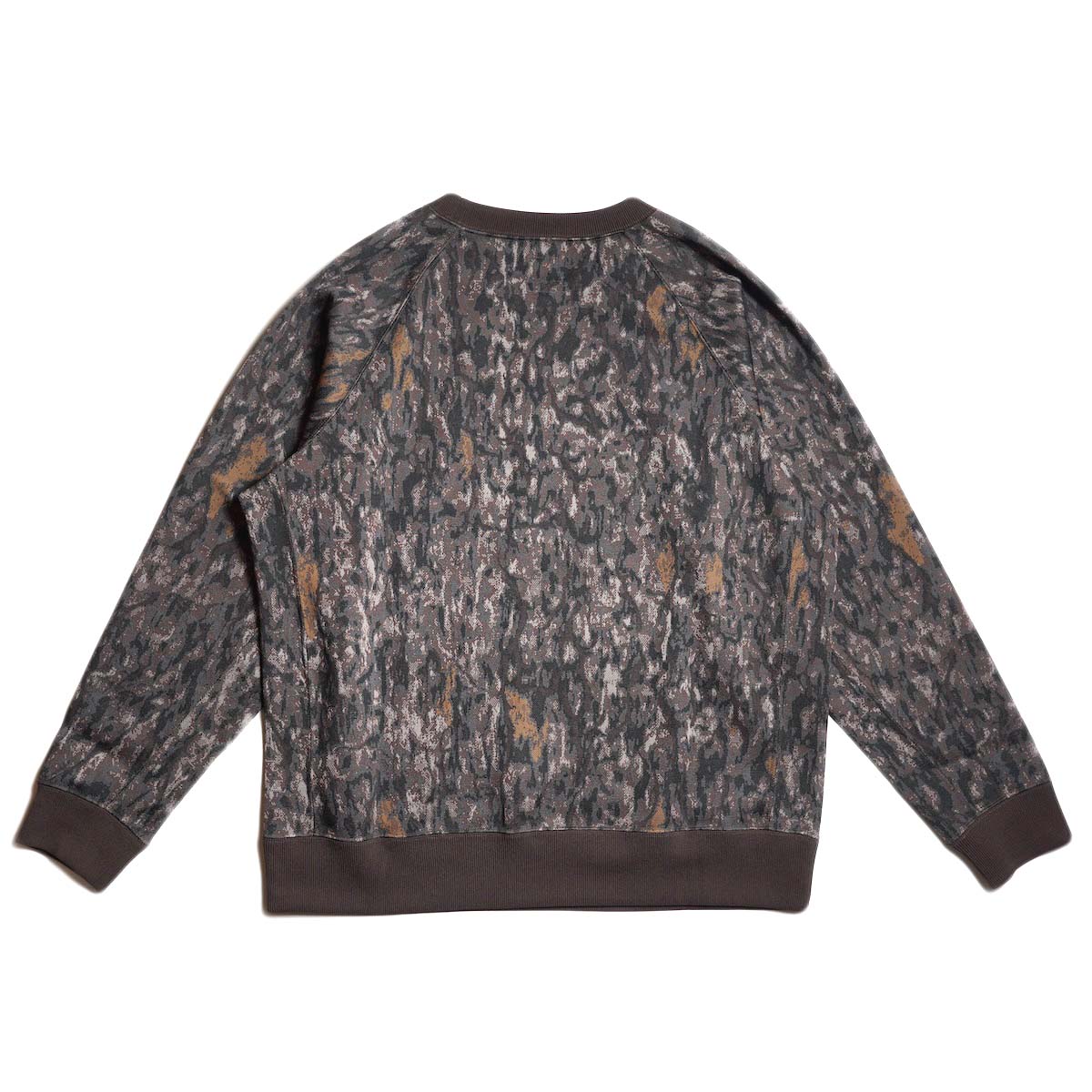 South2 West8 / Trainer Crew Neck Shirt-Horn Camo Jacquard (Brown) 背面