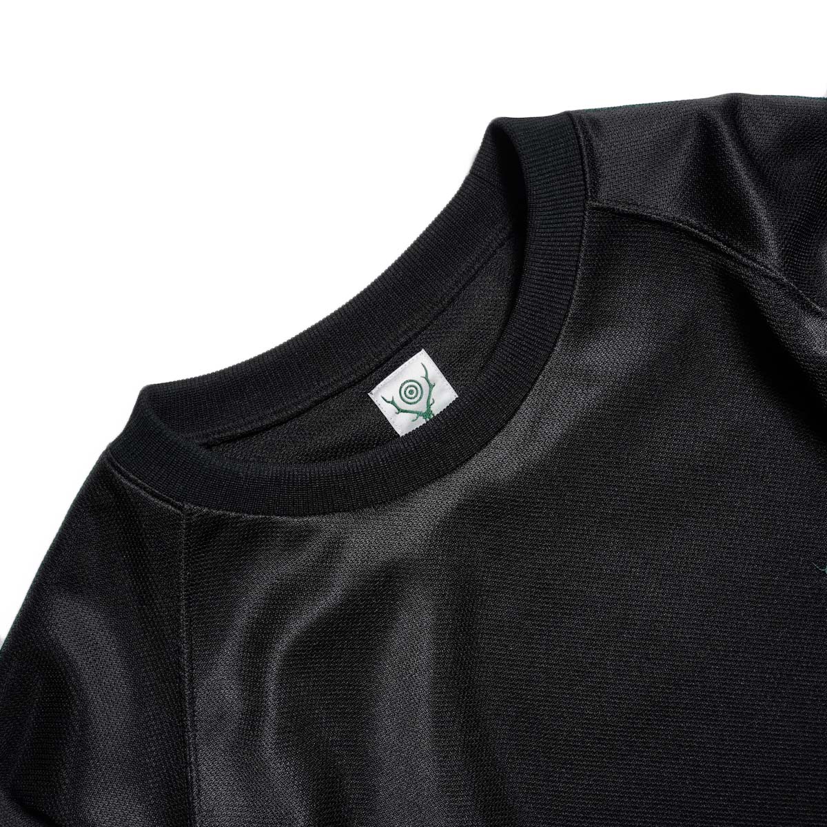 South2 West8 / Trainer Crew Neck Shirt - Poly Smooth (Black) ネック