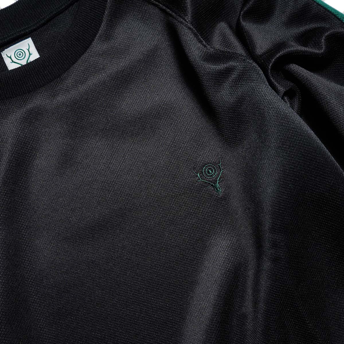 South2 West8 / Trainer Crew Neck Shirt - Poly Smooth (Black) 刺繍