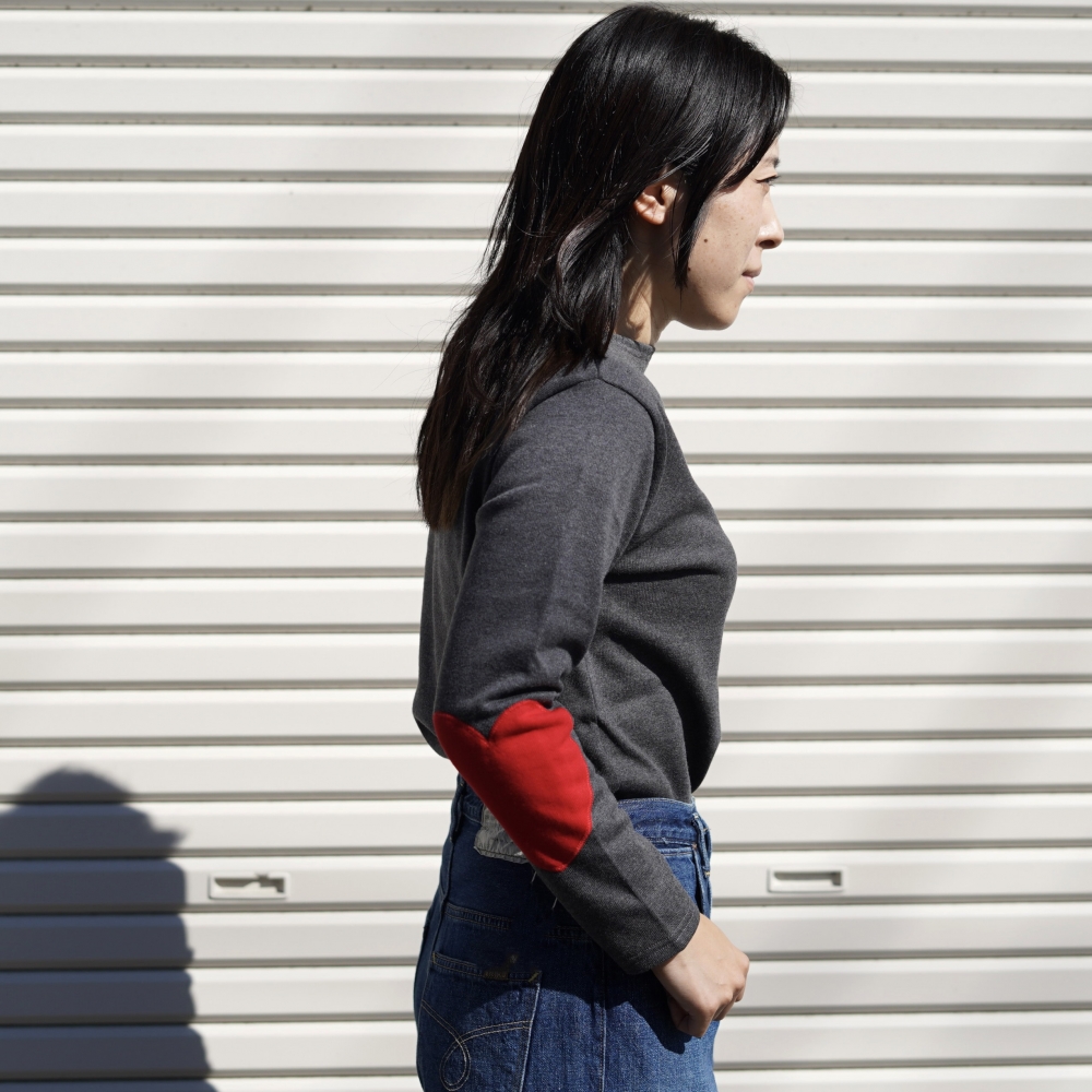 SAINT JAMES / OUESSANT "HEART ELBOW PATCH" (TC.Grey/Tulipe) 155cm/size3 着用③