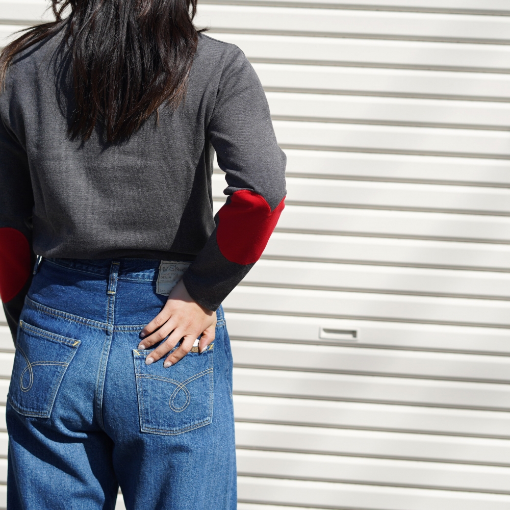SAINT JAMES / OUESSANT "HEART ELBOW PATCH" (TC.Grey/Tulipe) 155cm/size3 着用②