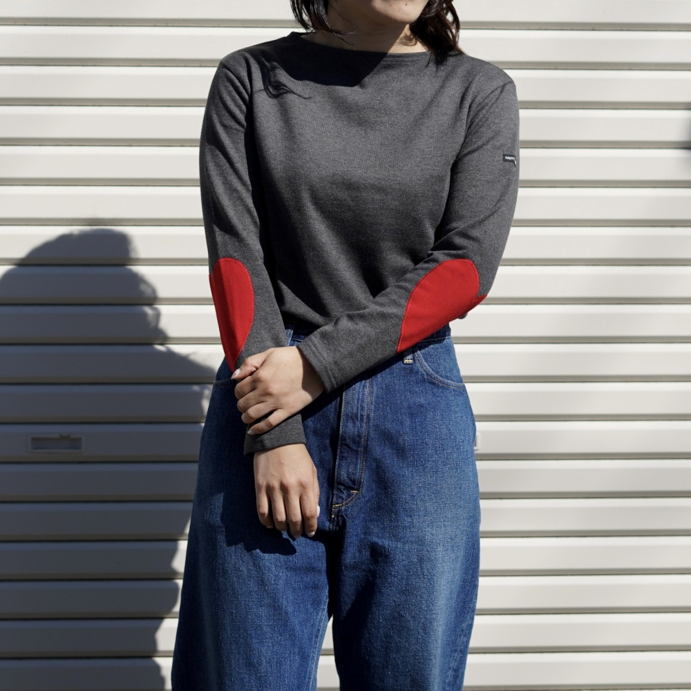 SAINT JAMES / OUESSANT "HEART ELBOW PATCH" (TC.Grey/Tulipe) 155cm/size3 着用①