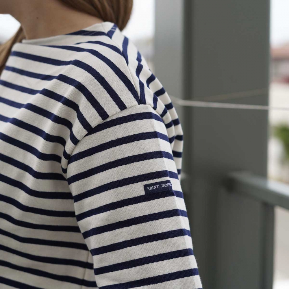 SAINT JAMES『NAVAL』 T5 NEIGE/MARINE Naval authentic striped sailor shirt in combed cotton
