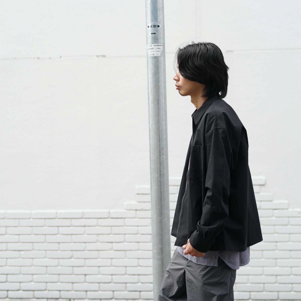 SOPHNET. / ORGANIC COTTON ZIP SHIRT (Black)