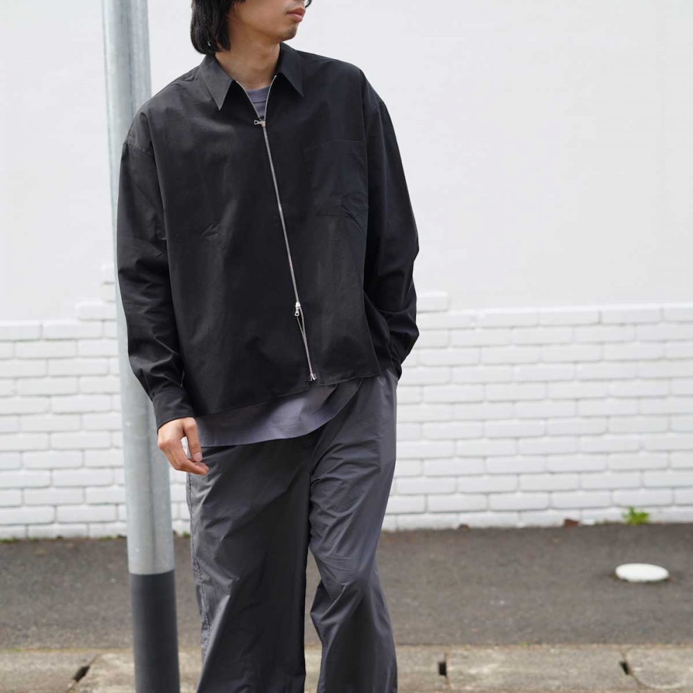 SOPHNET. / ORGANIC COTTON ZIP SHIRT (Black)