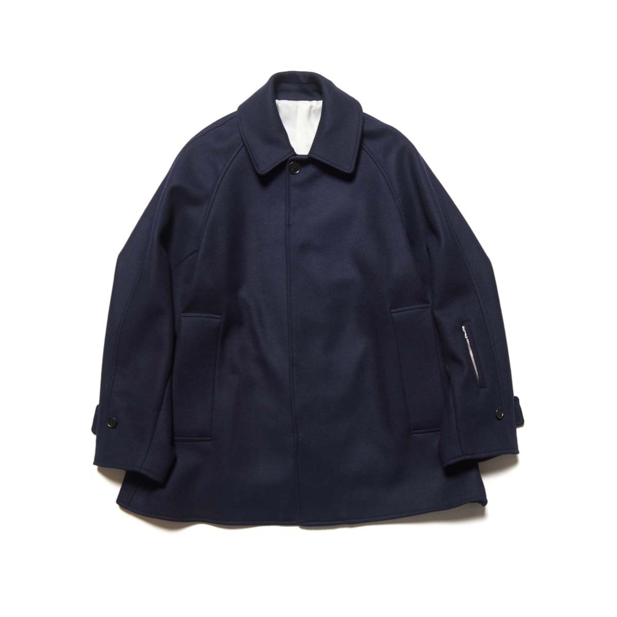 SOPHNET.  / WOOL MELTON SHORT OVERCOAT (Navy)