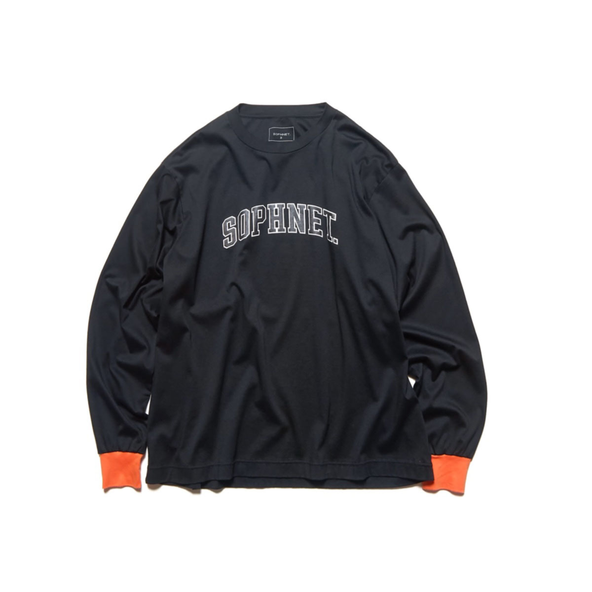 SOPHNET. / COLLEGE LOGO COLOR RIBBED L/S WIDE TEE (Black)