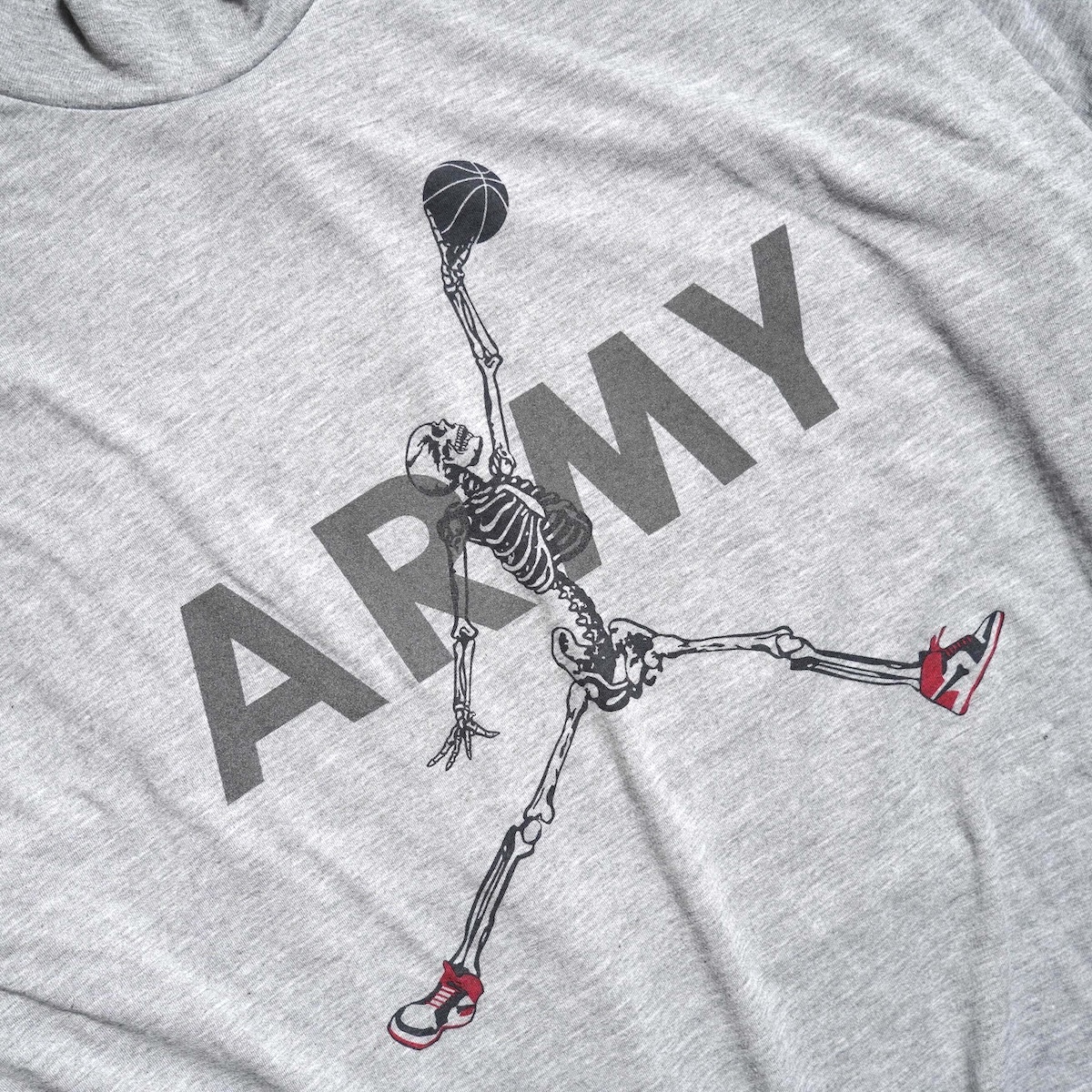 THRIFTY LOOK / ARMY P.F.U REPRINT LS TEE - JUMP MAN (Gray) フロントプリント