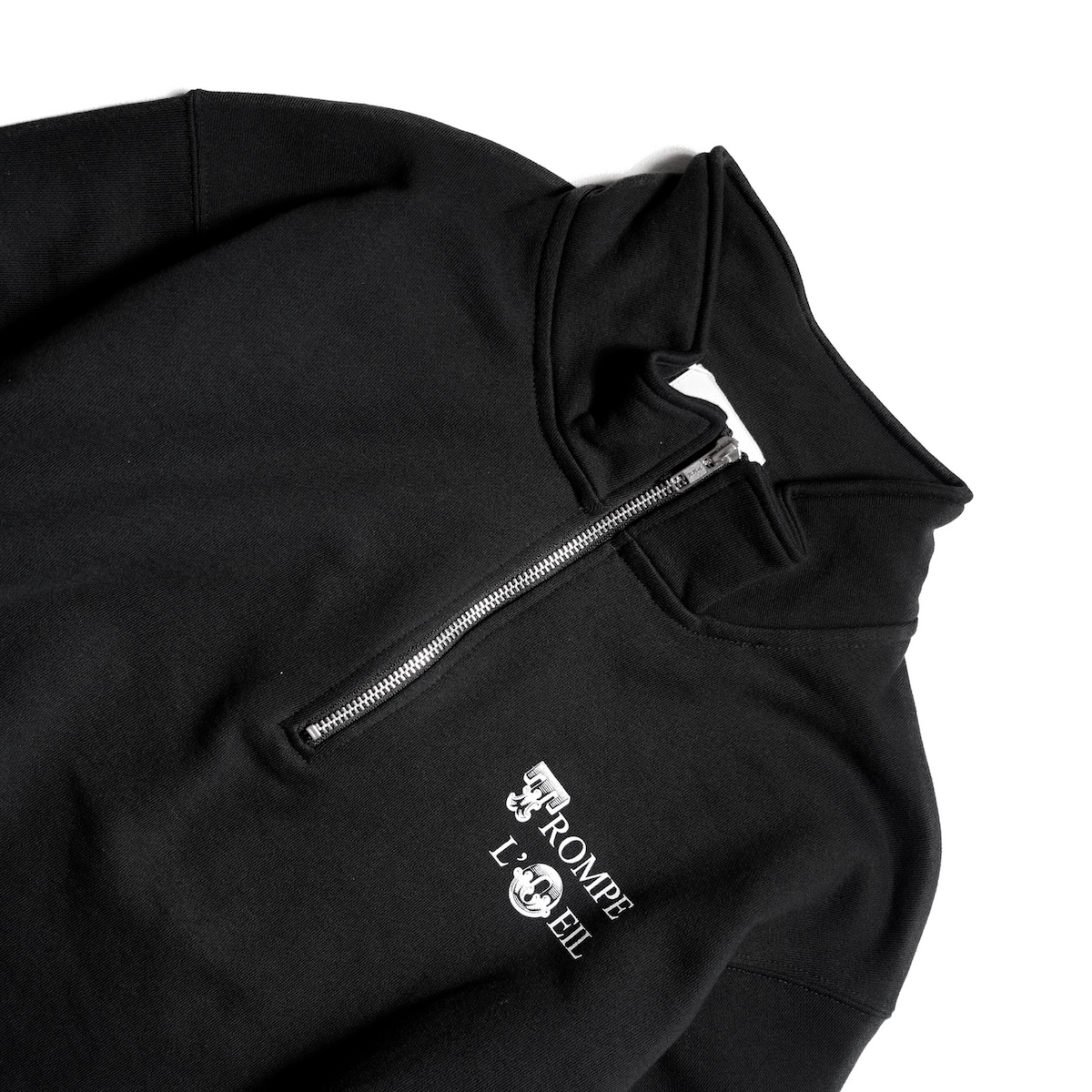 TODAY edition / TROMPE L"OEIL Zip Sweat (Black) ネック