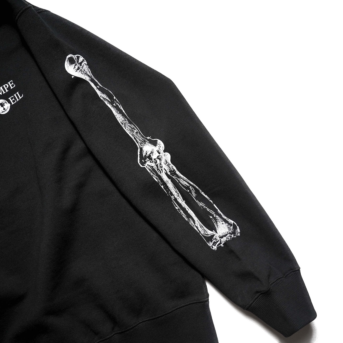 TODAY edition / TROMPE L"OEIL Zip Sweat (Black) 袖プリント