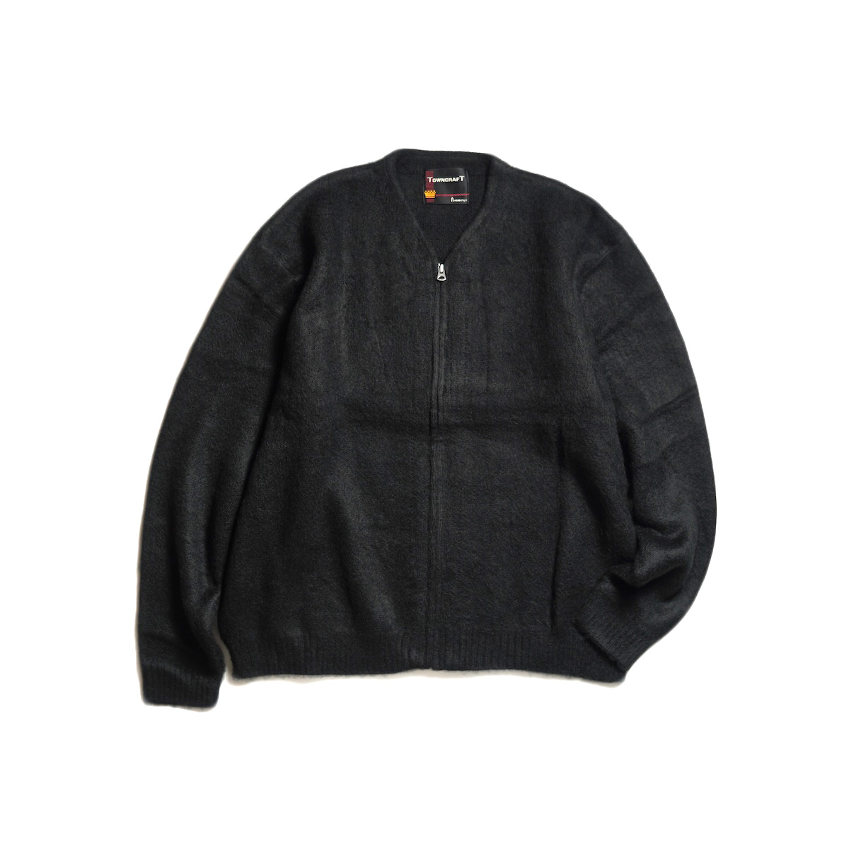 TOWNCRAFT / SOLID SHAGGY ZIP CARDIGAN (Black)
