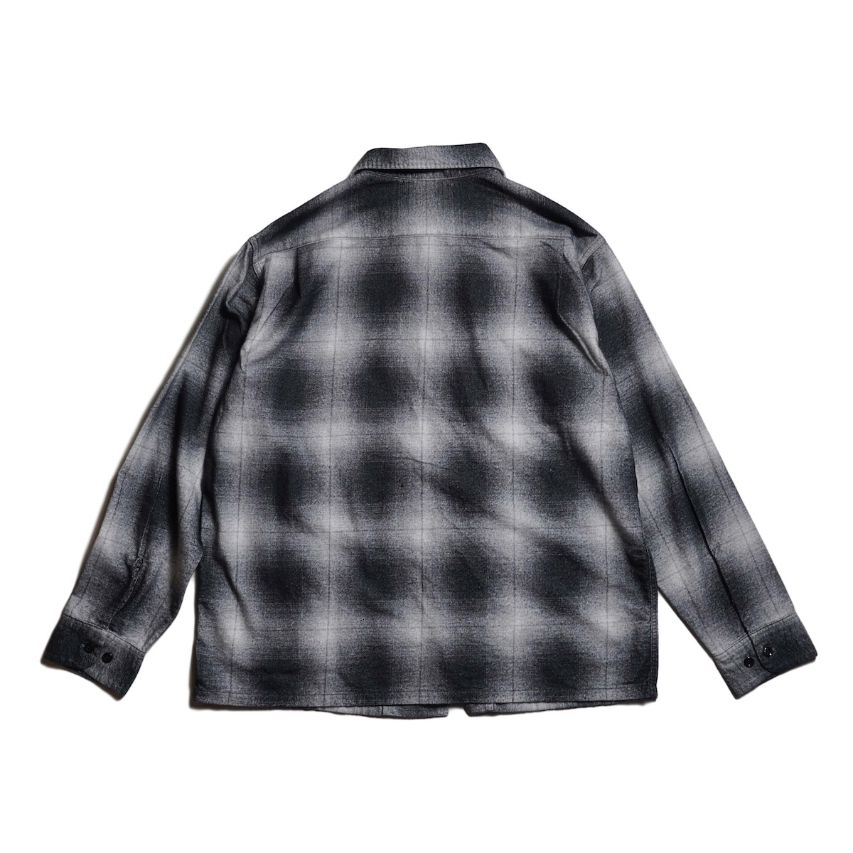 TOWNCRAFT / PRINTED COTTON NEL OMBRE CHECK SHIRT (Black) 背面