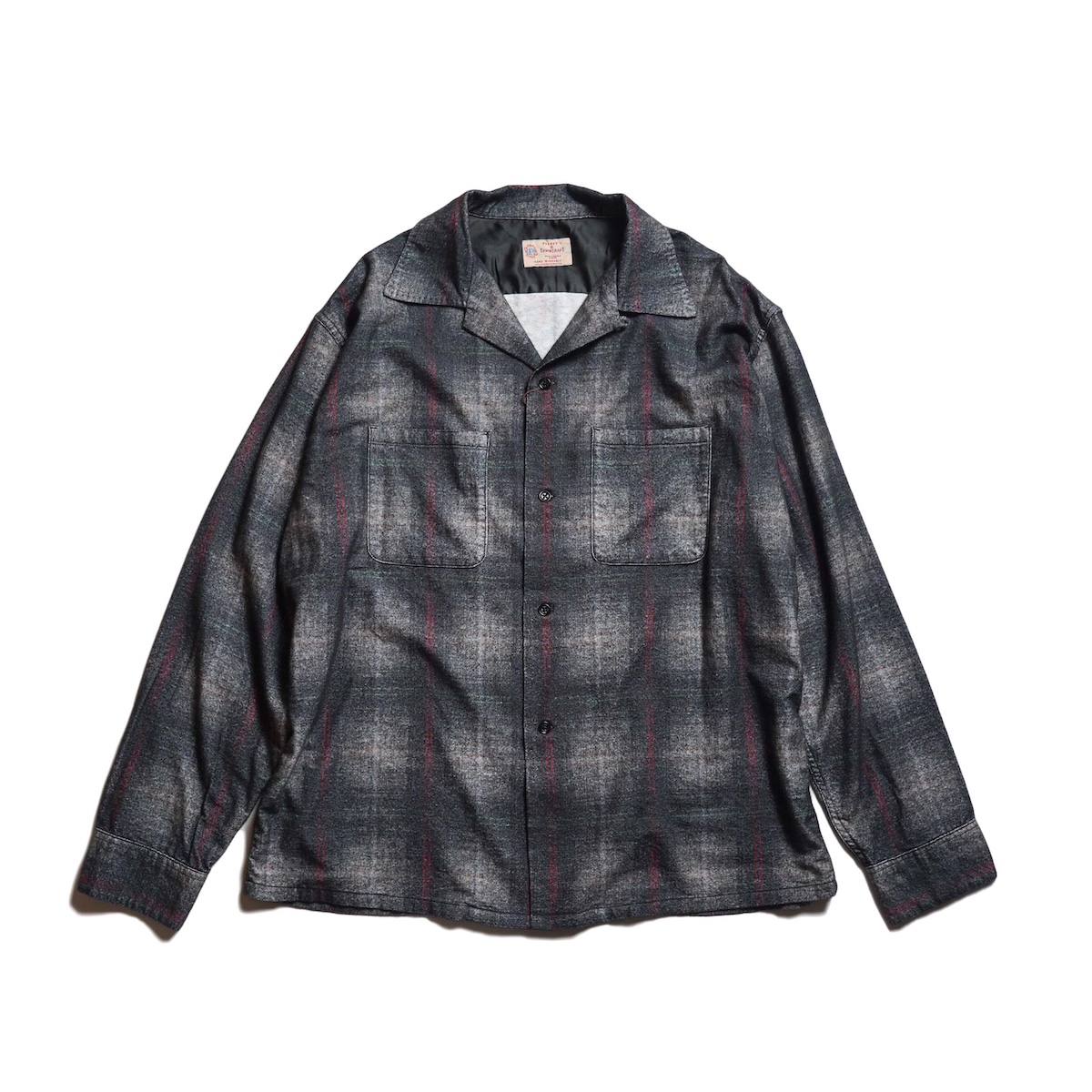 TOWNCRAFT / PRINTED COTTON NEL OMBRE CHECK SHIRT (Gray)