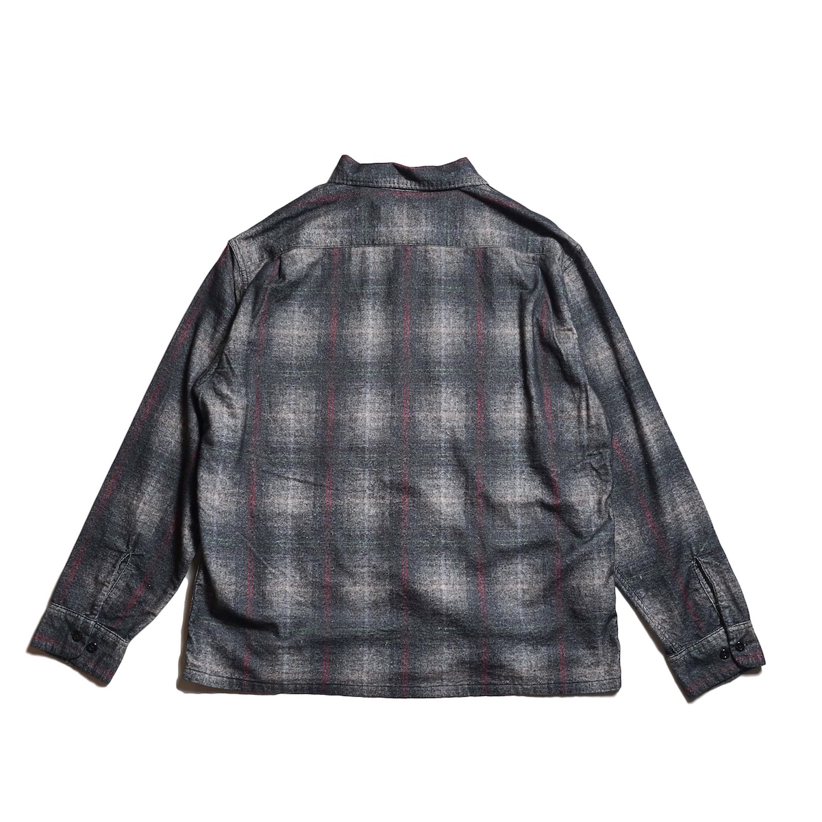 TOWNCRAFT / PRINTED COTTON NEL OMBRE CHECK SHIRT (Gray) 背面