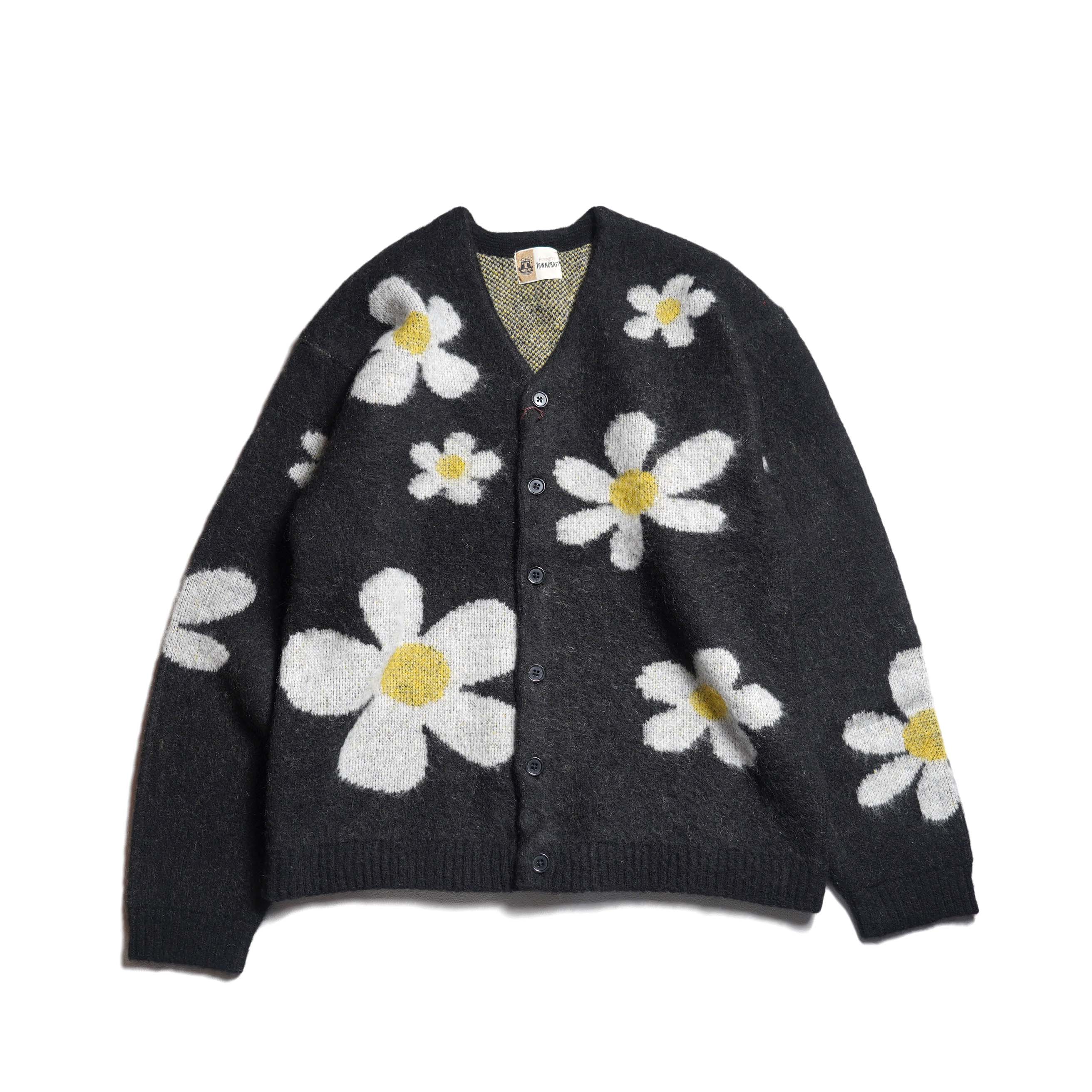 TOWNCRAFT / MOHAIR SHAGGY JACQUARD CARDIGAN (Black)
