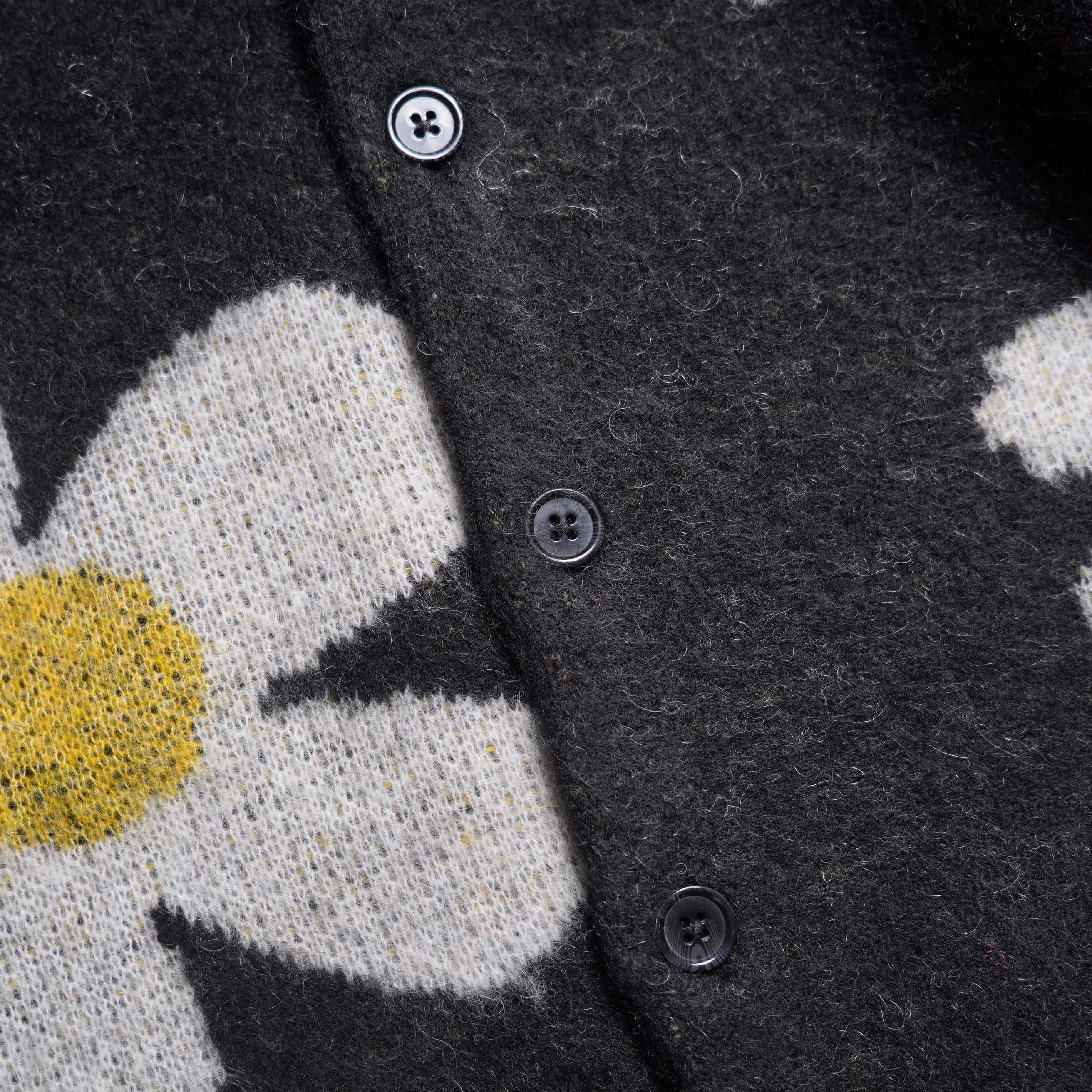 TOWNCRAFT / MOHAIR SHAGGY JACQUARD CARDIGAN (Black) ボタン