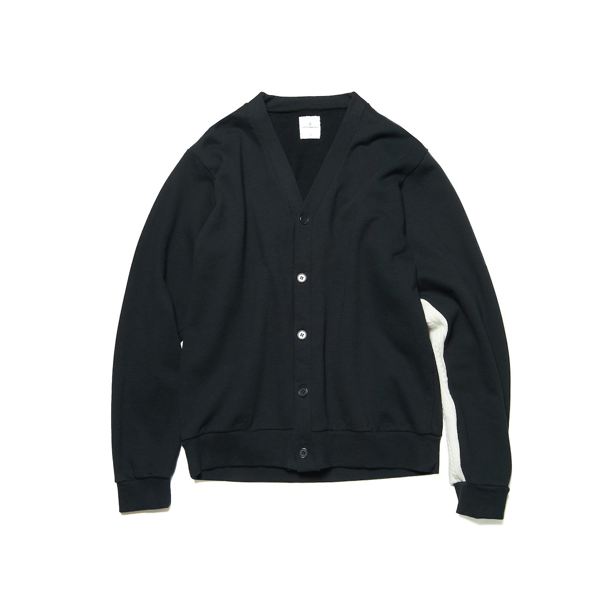 SLEEVE PANELED SWEAT CARDIGAN (Black 