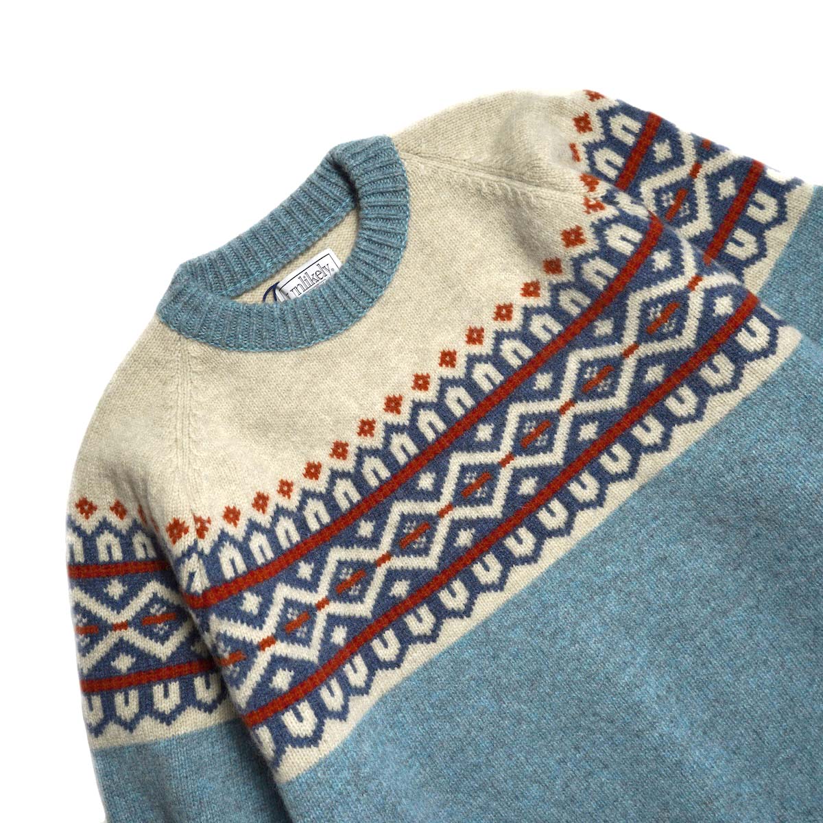 Unlikely / Unlikely Fair Isle "Snow Flake" (Sax Blue) ネック