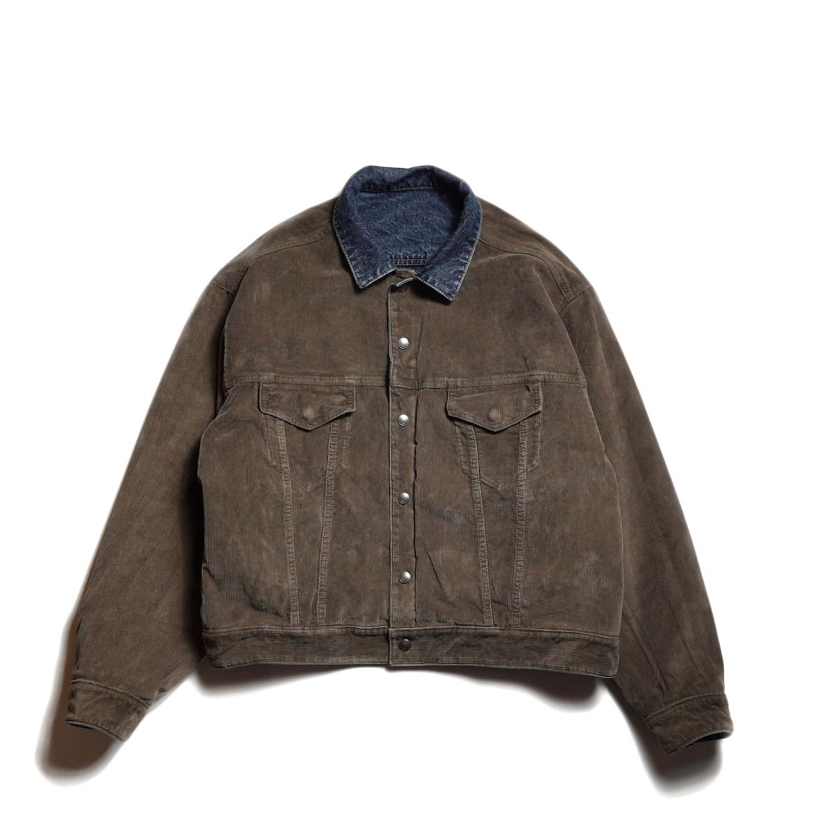 Unlikely / Unlikely Reversible Trucker Jacket (Indigo/Brown) コーデュロイジャケット面 - 正面