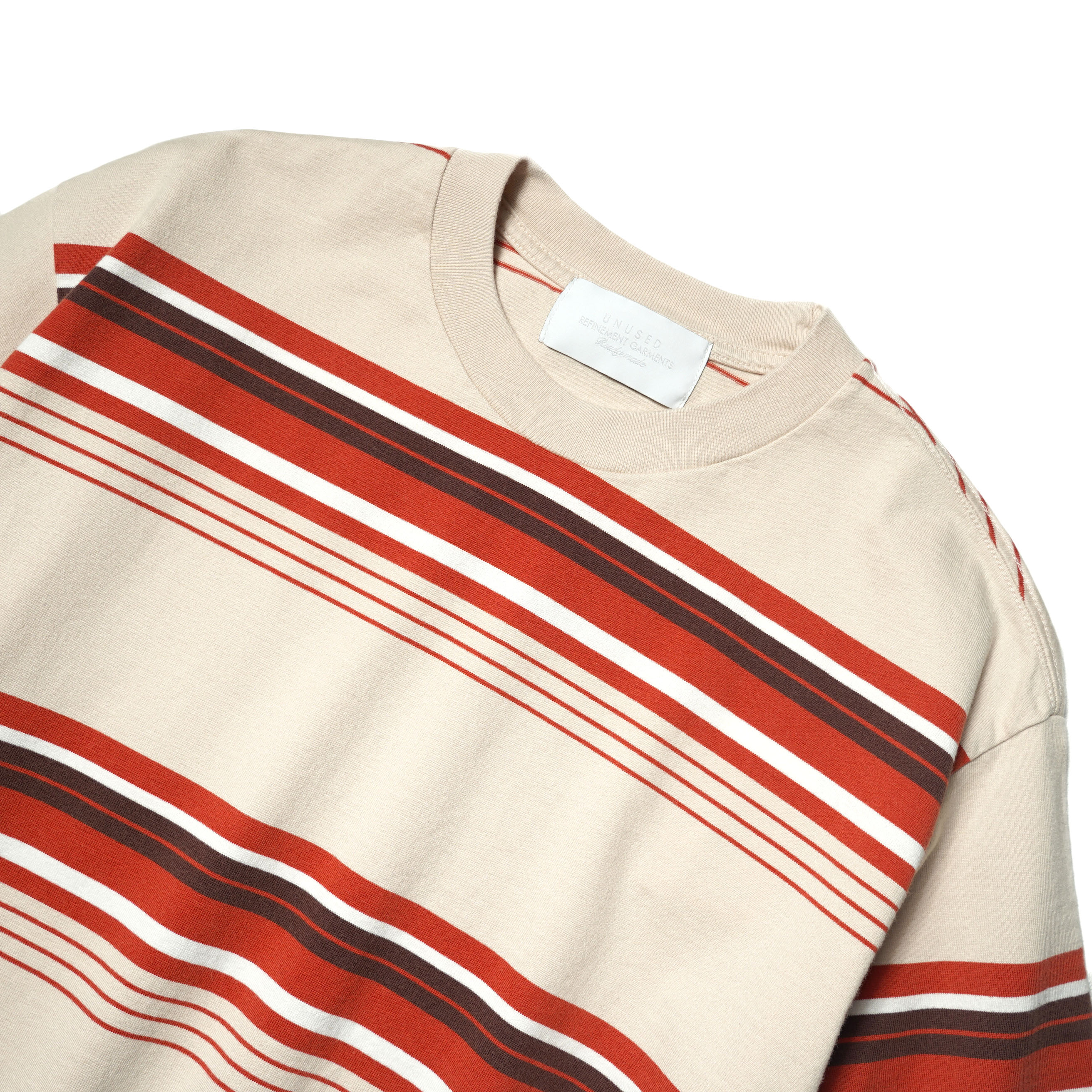 UNUSED / US2433 Border T-shirt (Beige × Red)