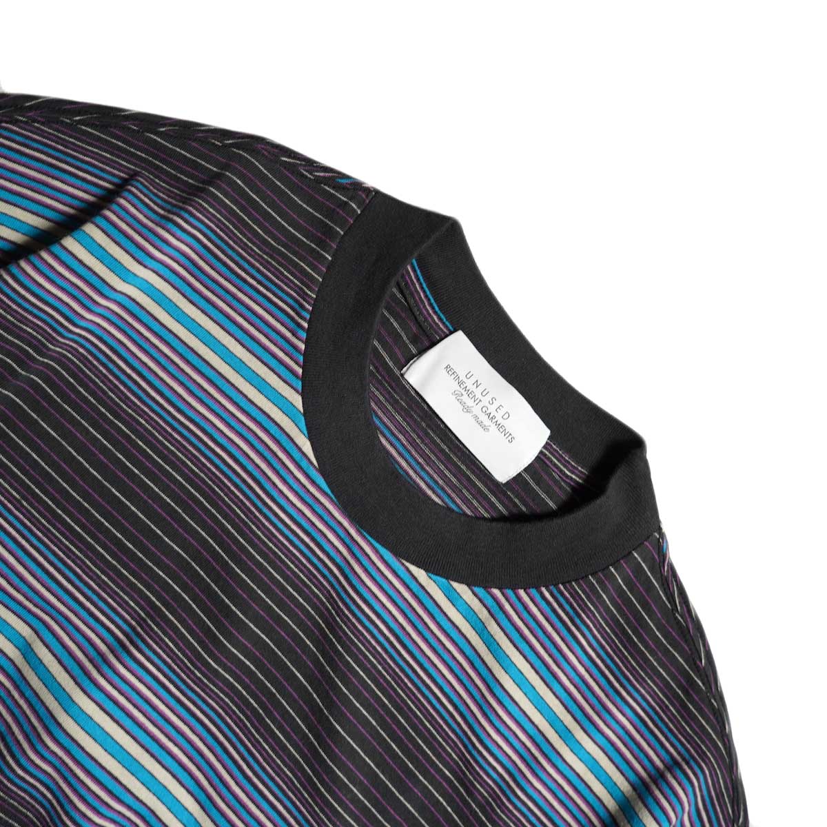 UNUSED /US2481 Border short sleeve t-shirt (Black×Purple)