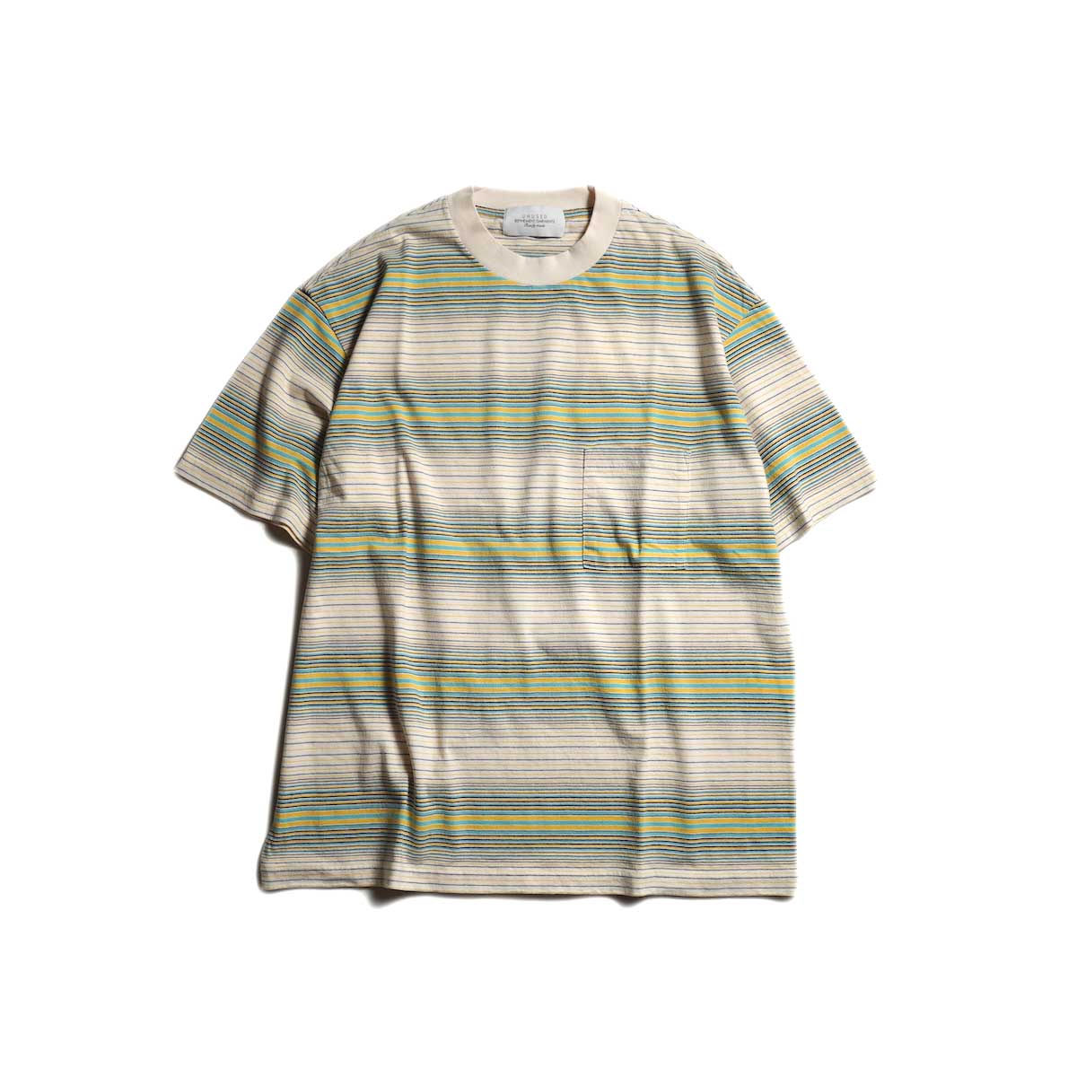 UNUSED /US2481 Border short sleeve t-shirt (Ivory×Yellow)